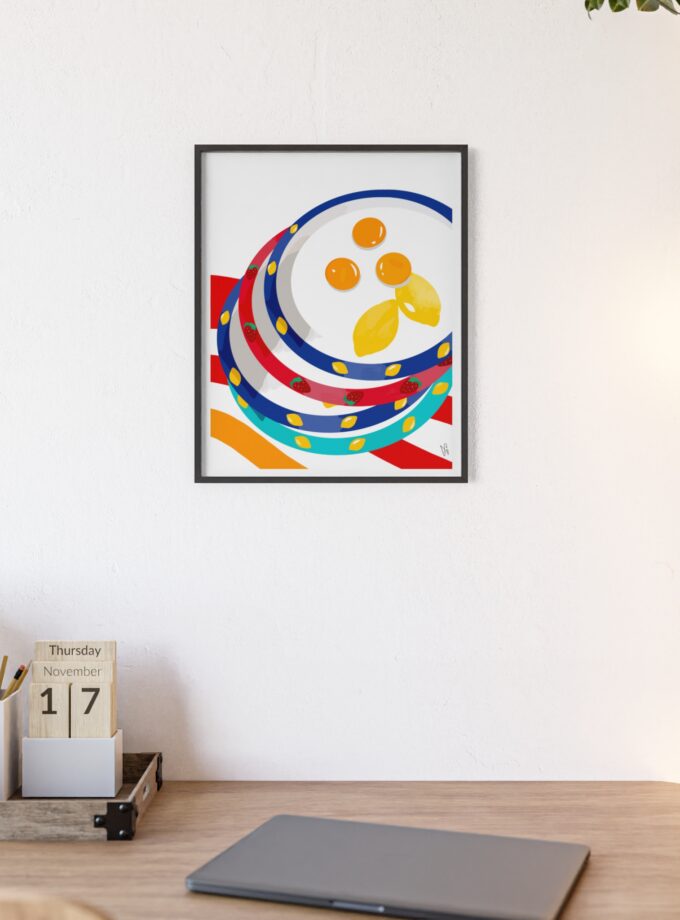 Three Yolks Poster, Framed