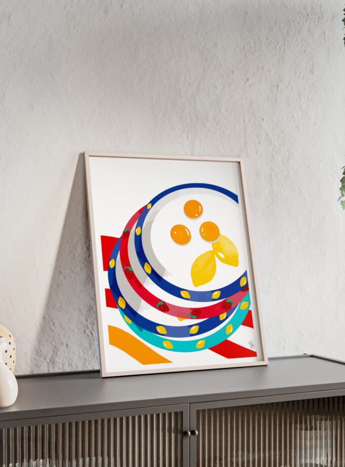 Three Yolks Poster, Framed