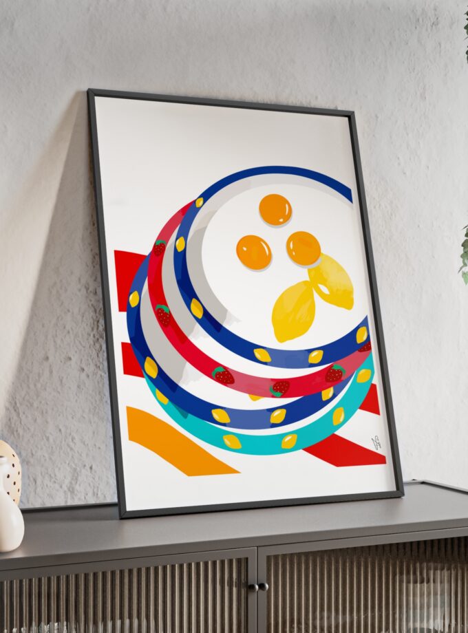 Three Yolks Poster, Framed