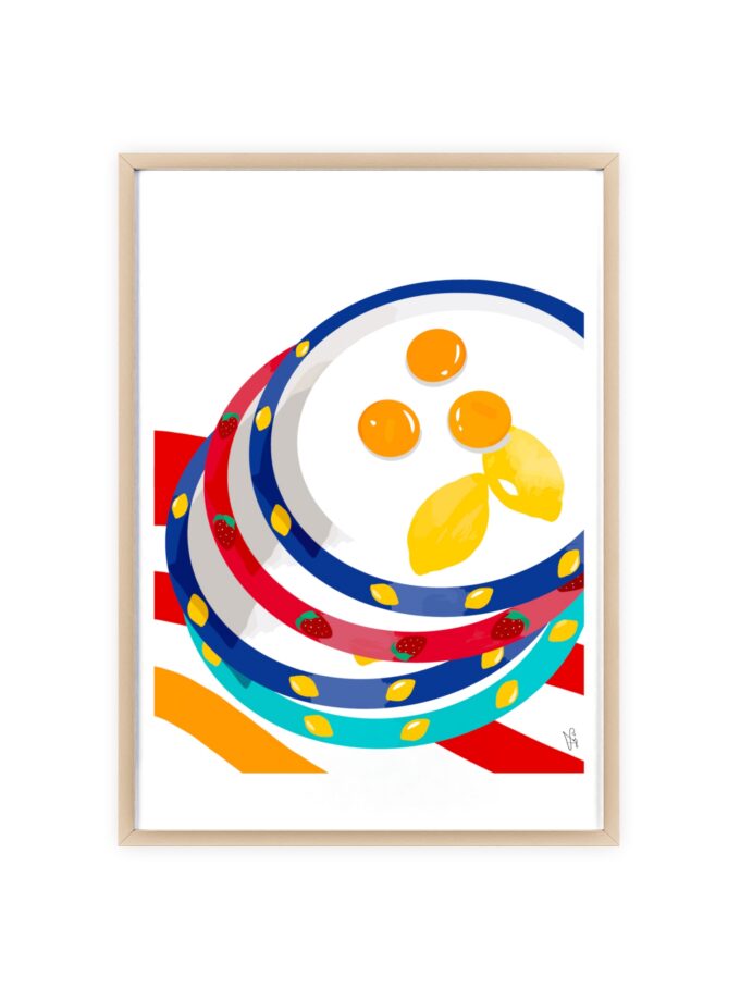 Three Yolks Poster, Framed