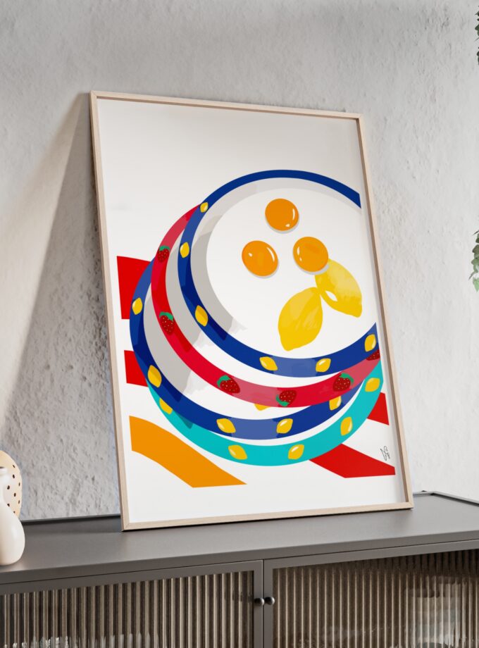 Three Yolks Poster, Framed