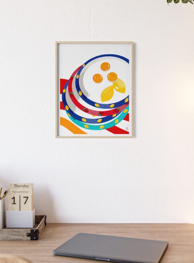 Three Yolks Poster, Framed