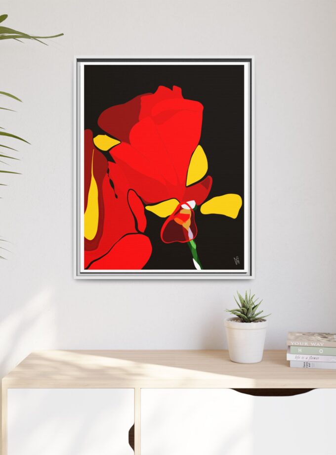 Red Soaked Canvas, Framed