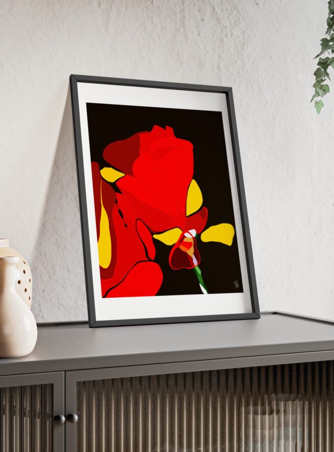 Red Soaked Poster, Framed