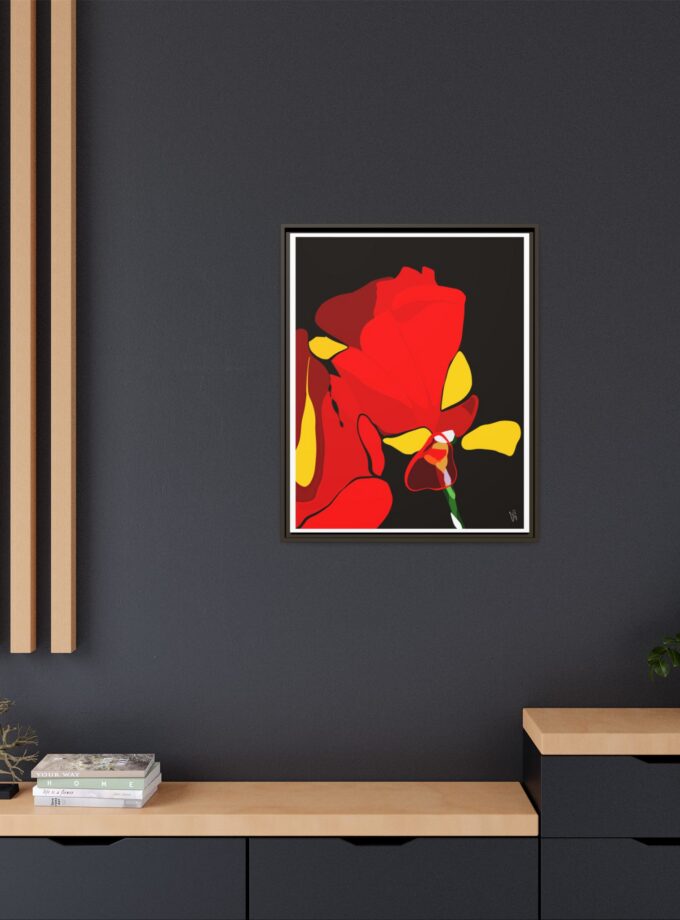 Red Soaked Canvas, Framed