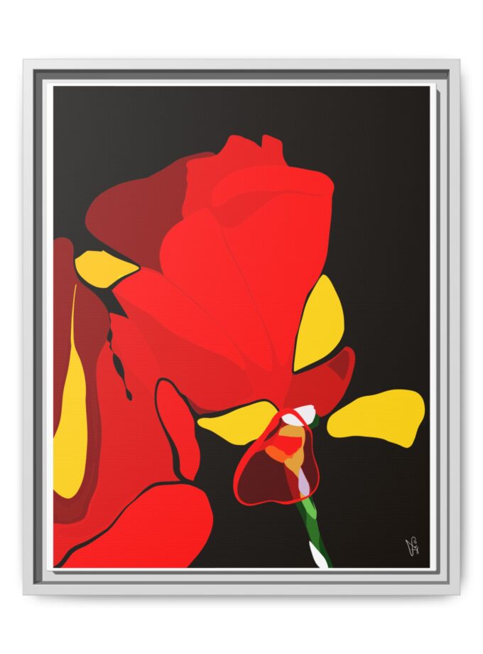 Red Soaked Canvas, Framed