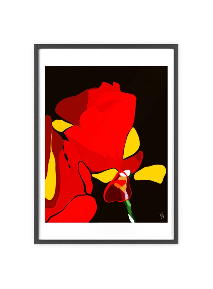 Red Soaked Poster, Framed