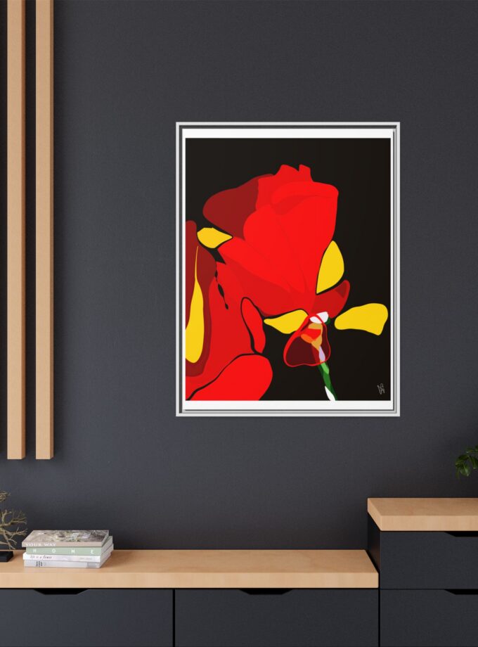 Red Soaked Canvas, Framed