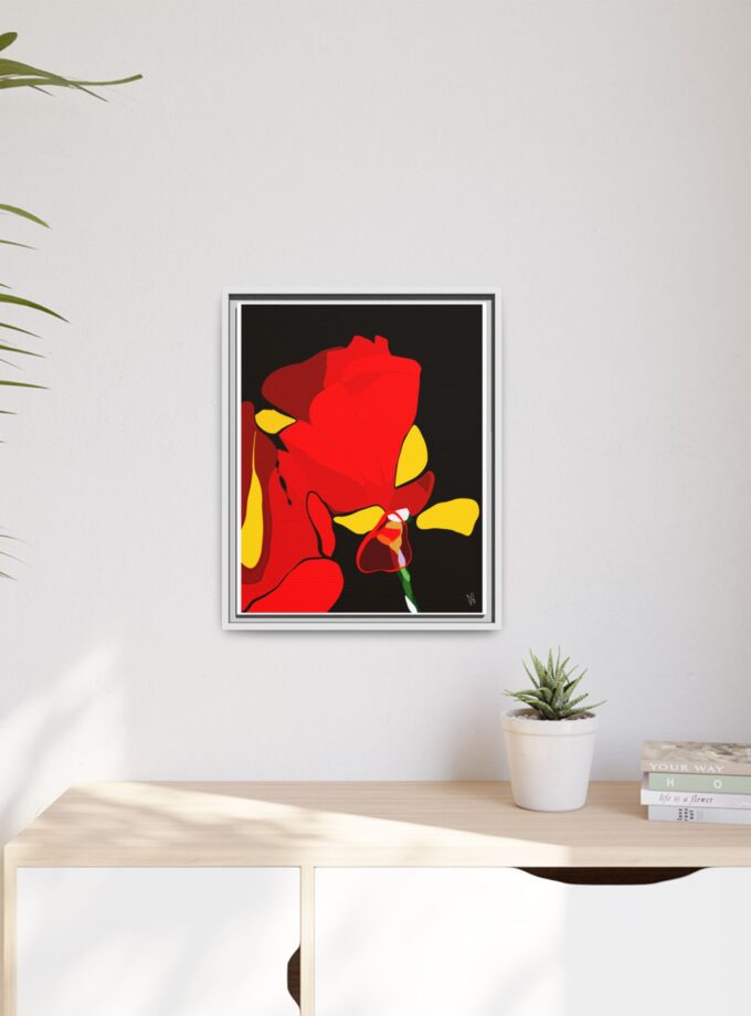 Red Soaked Canvas, Framed