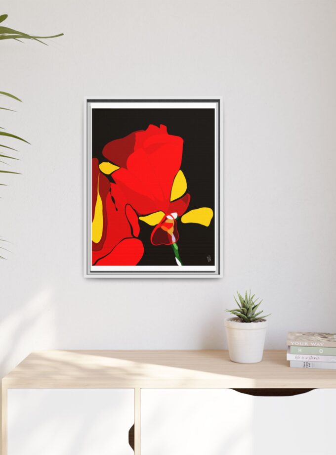 Red Soaked Canvas, Framed