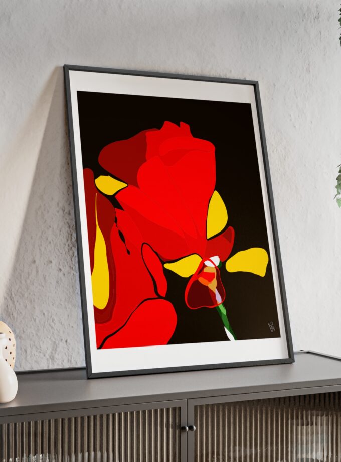 Red Soaked Poster, Framed