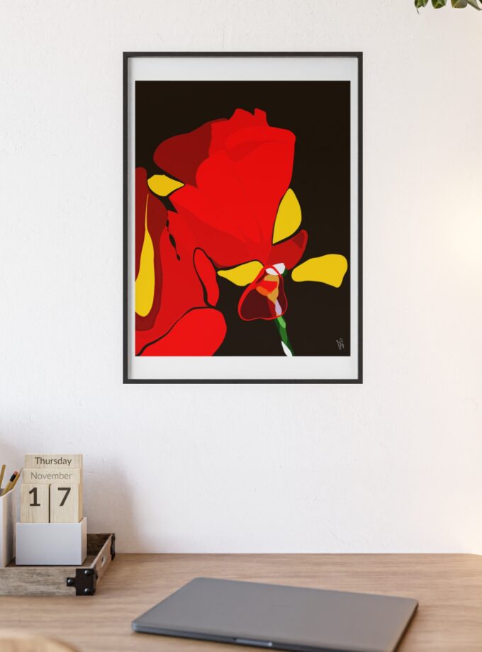 Red Soaked Poster, Framed