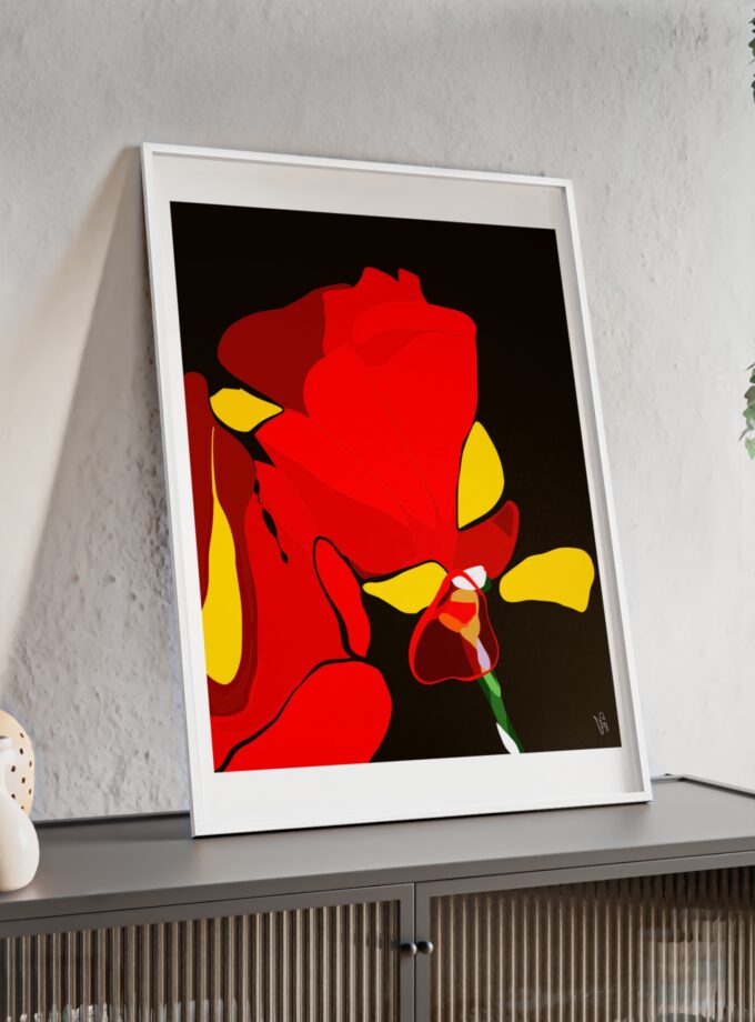 Red Soaked Poster, Framed