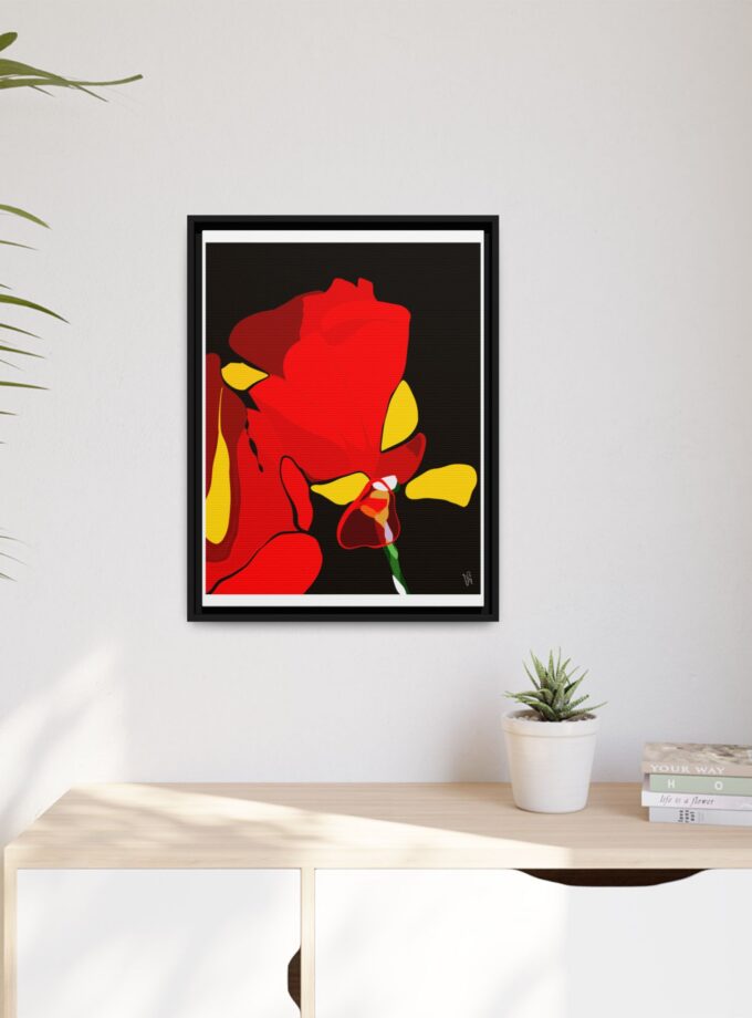 Red Soaked Canvas, Framed