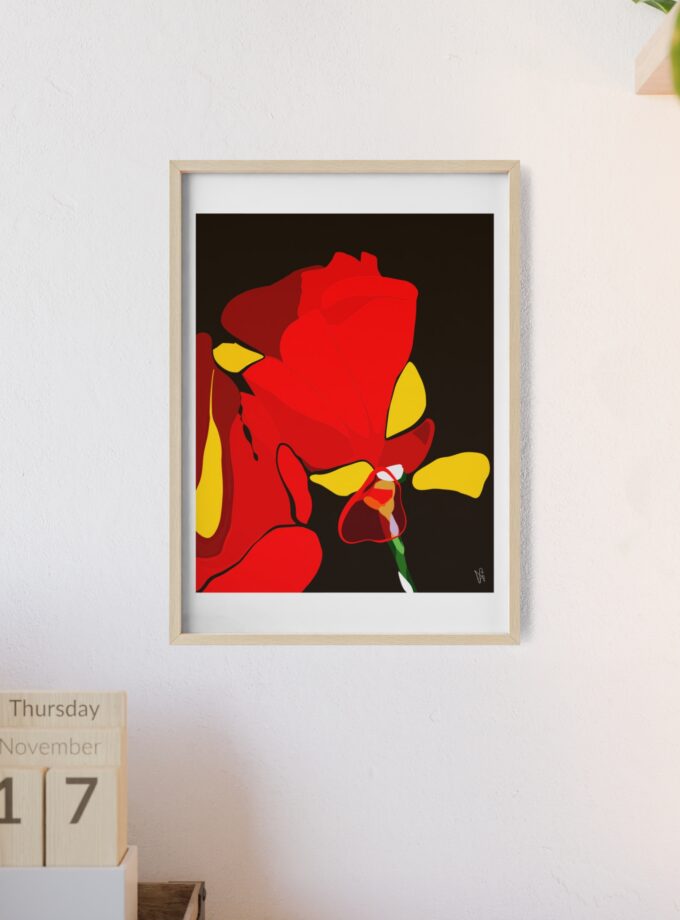 Red Soaked Poster, Framed