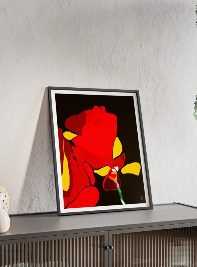 Red Soaked Poster, Framed