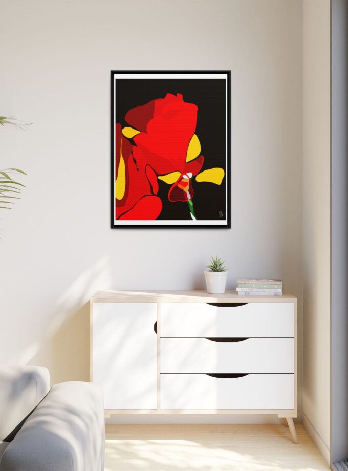 Red Soaked Canvas, Framed