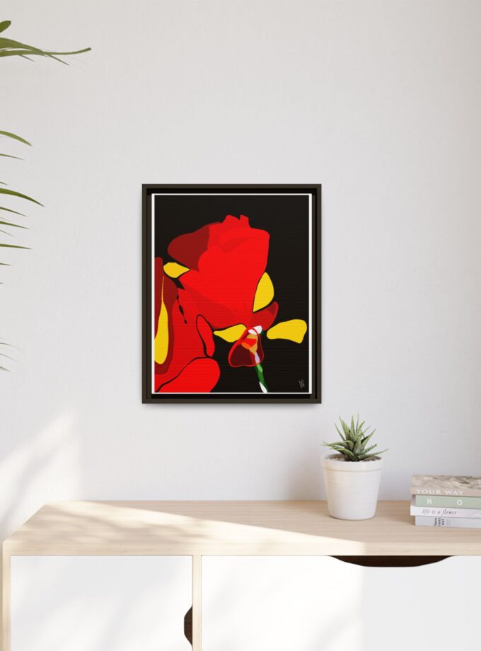 Red Soaked Canvas, Framed