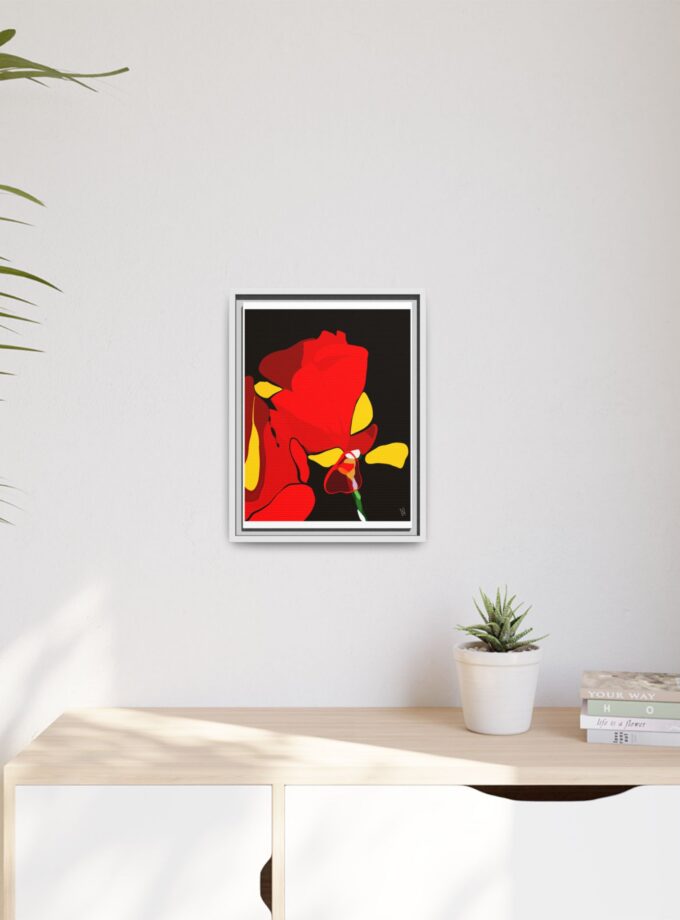 Red Soaked Canvas, Framed