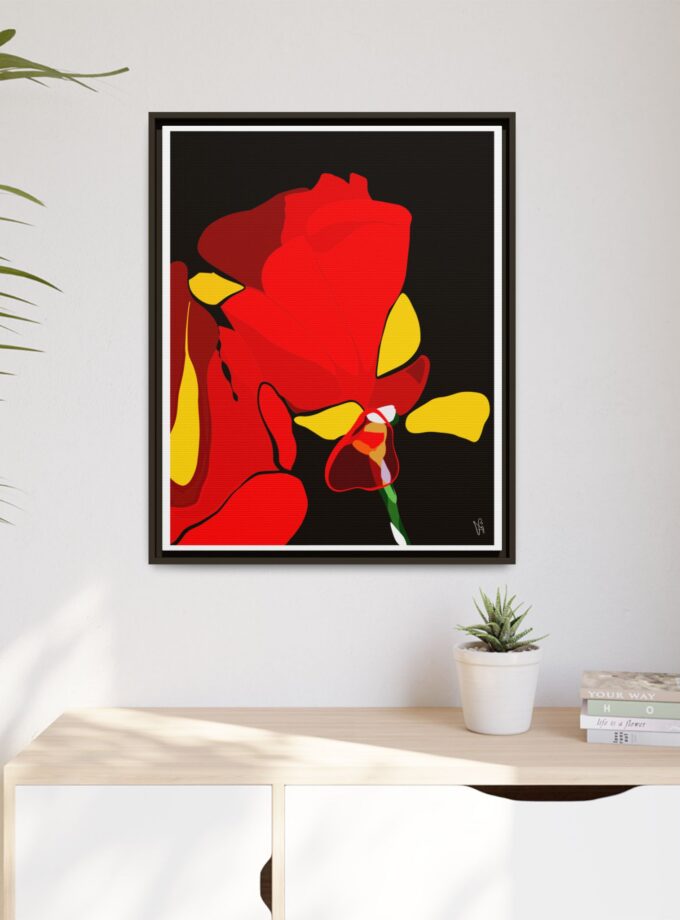 Red Soaked Canvas, Framed