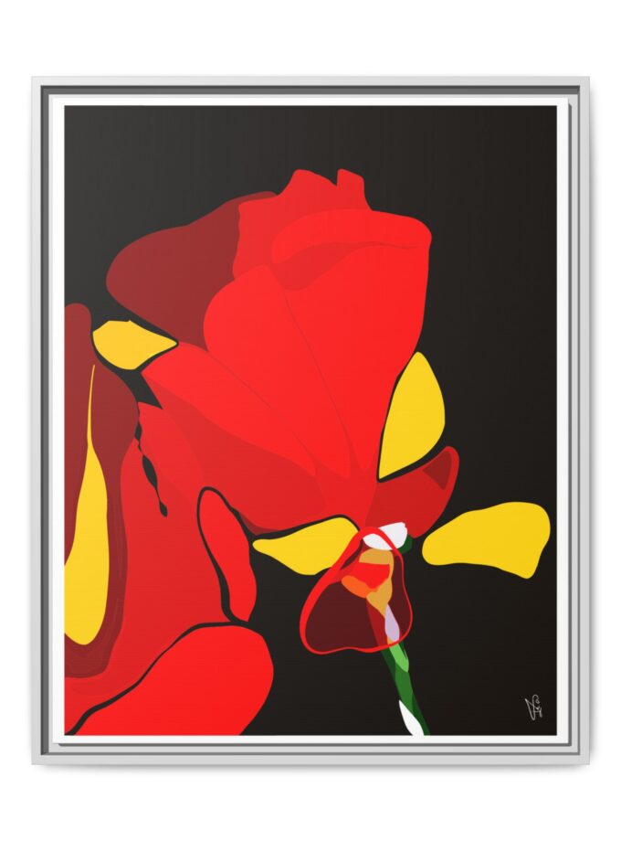 Red Soaked Canvas, Framed