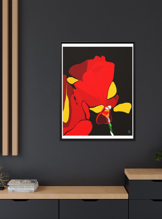 Red Soaked Canvas, Framed