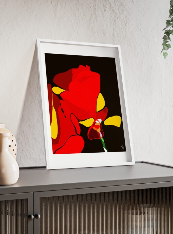 Red Soaked Poster, Framed