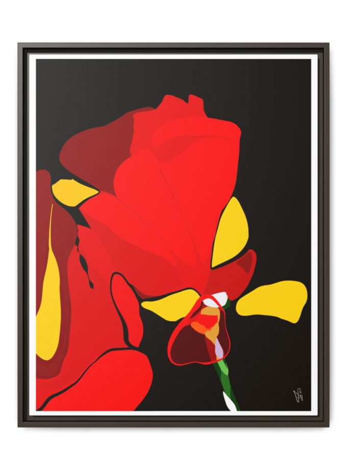 Red Soaked Canvas, Framed