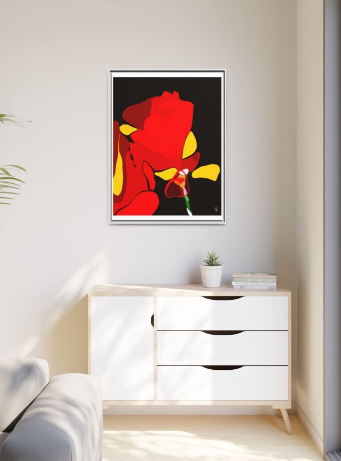 Red Soaked Canvas, Framed