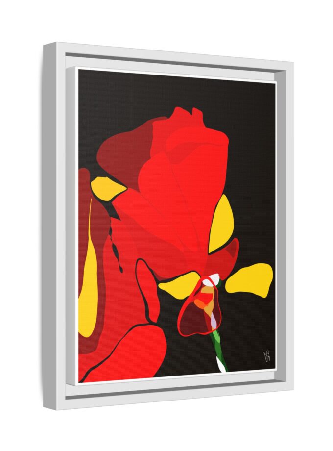 Red Soaked Canvas, Framed