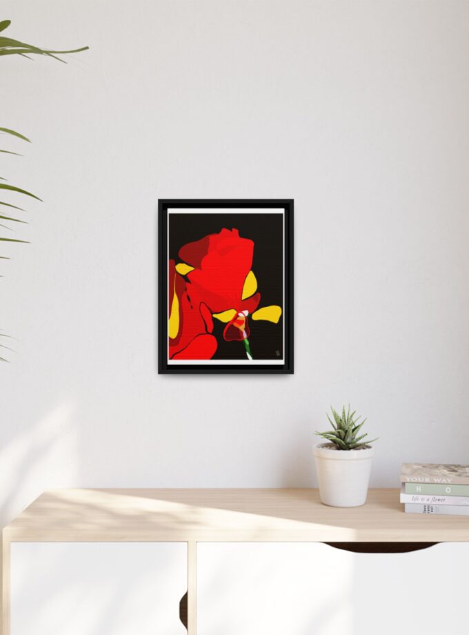 Red Soaked Canvas, Framed