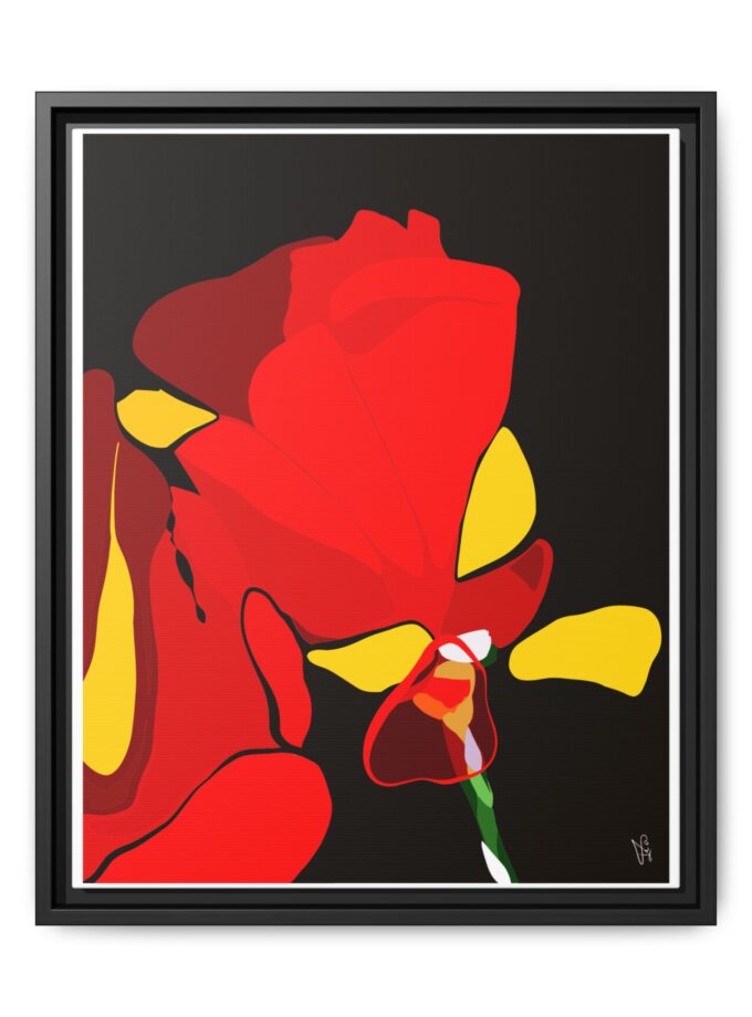 Red Soaked Canvas, Framed