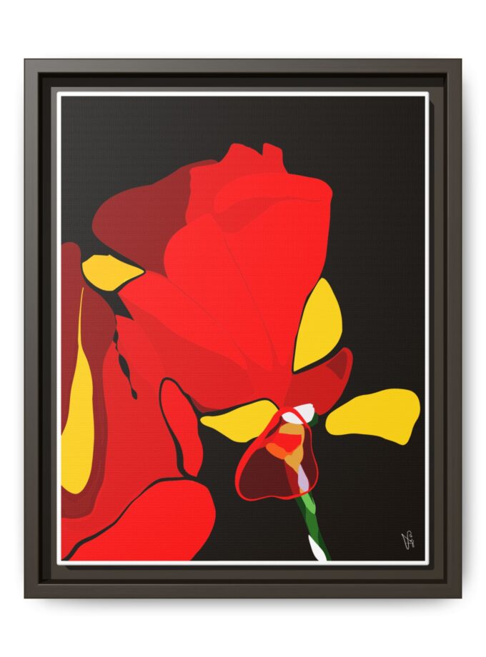 Red Soaked Canvas, Framed