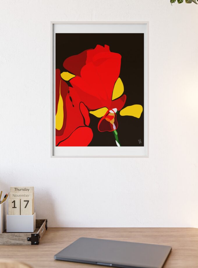 Red Soaked Poster, Framed