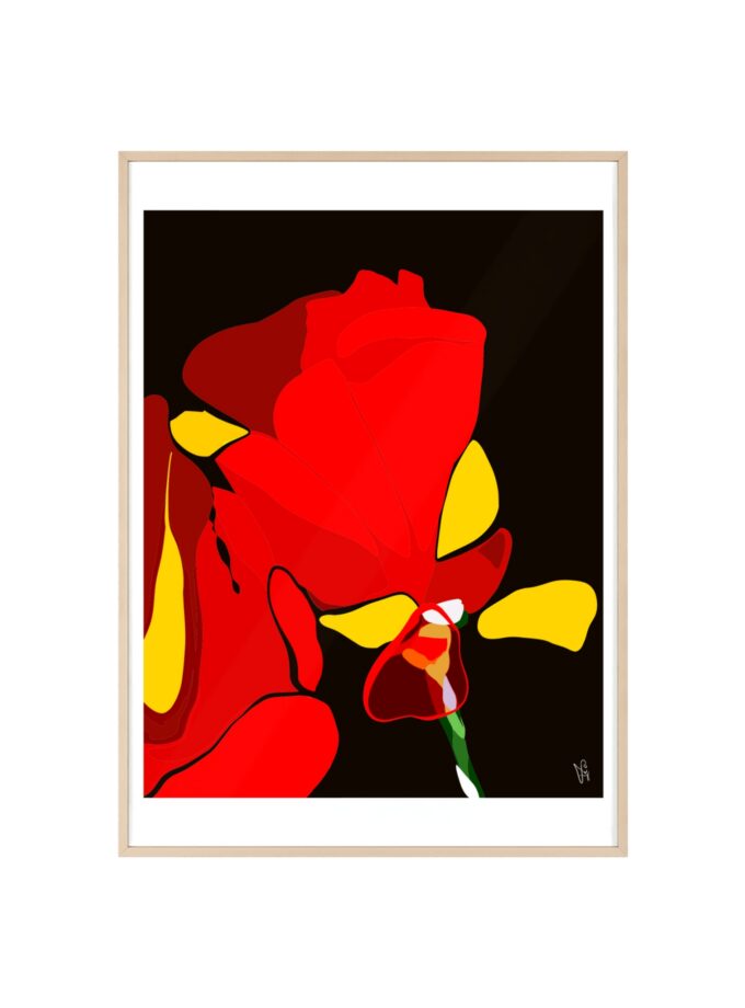 Red Soaked Poster, Framed