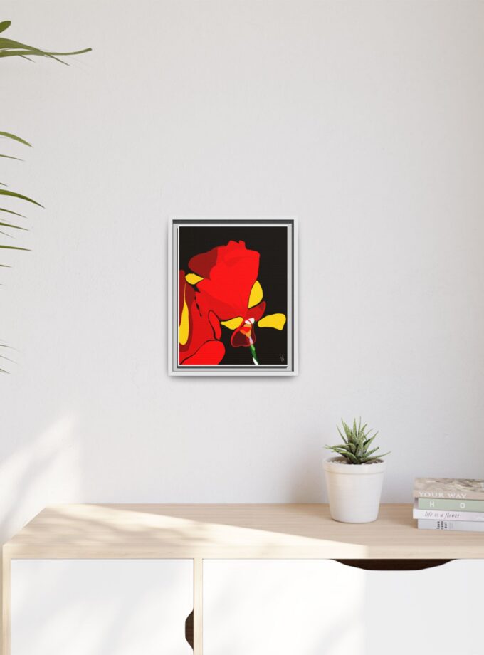 Red Soaked Canvas, Framed