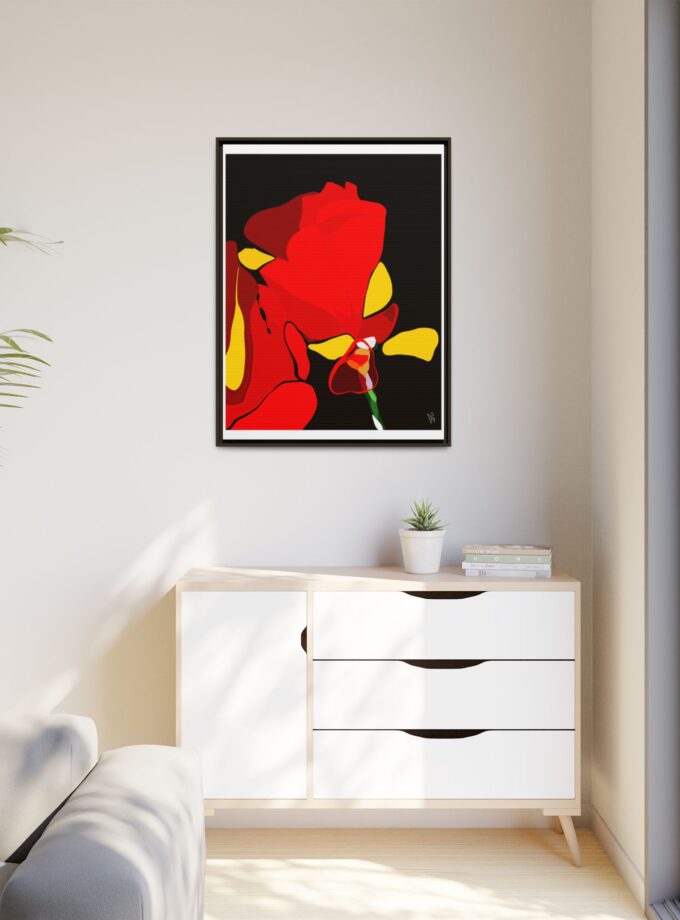 Red Soaked Canvas, Framed