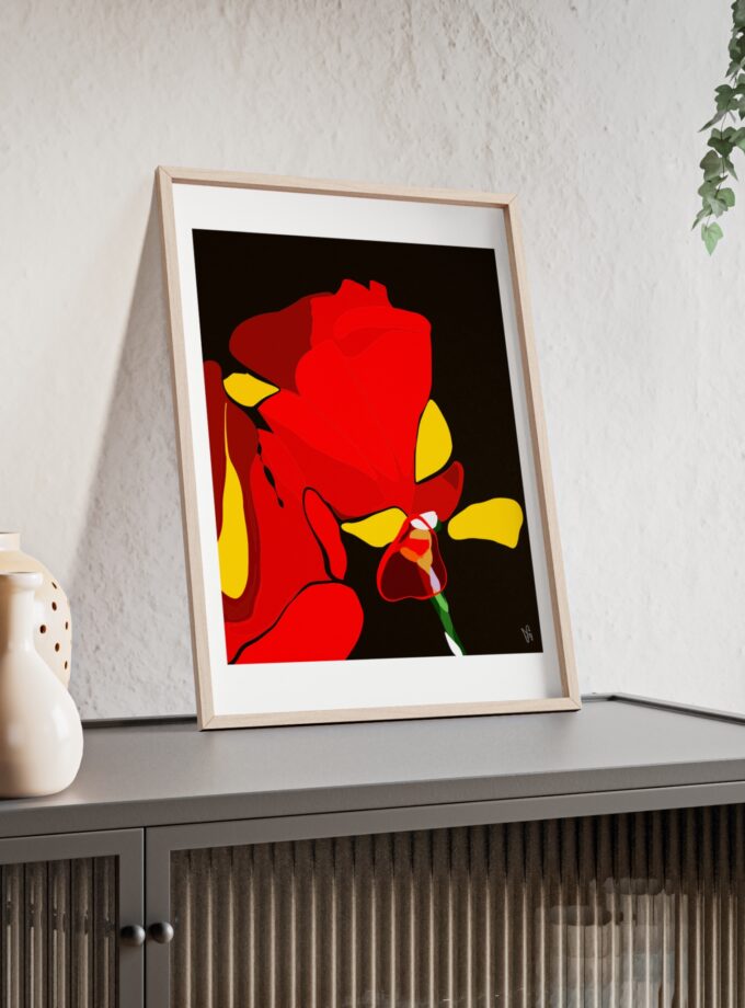 Red Soaked Poster, Framed