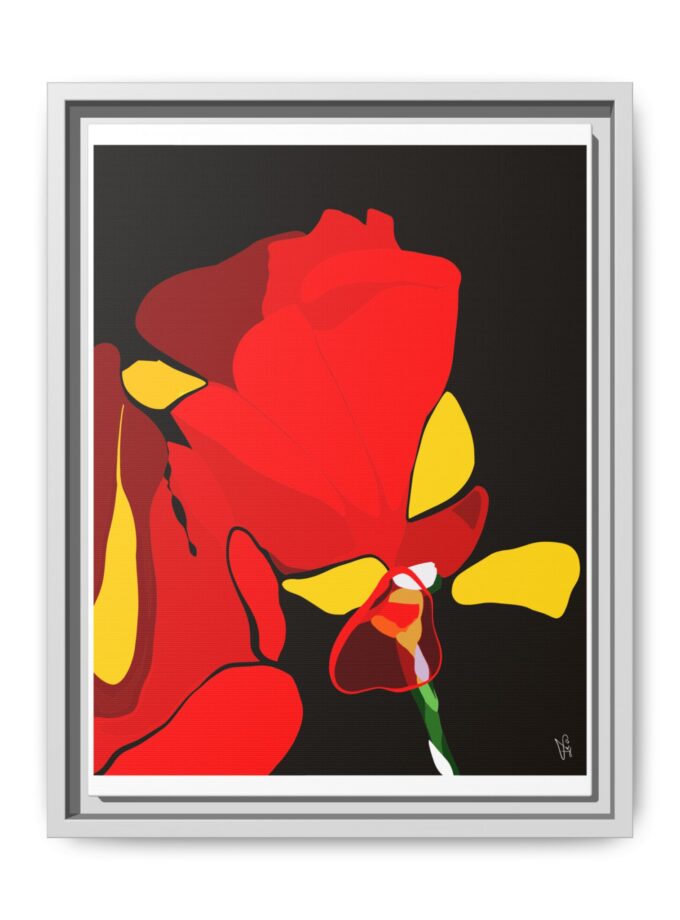 Red Soaked Canvas, Framed