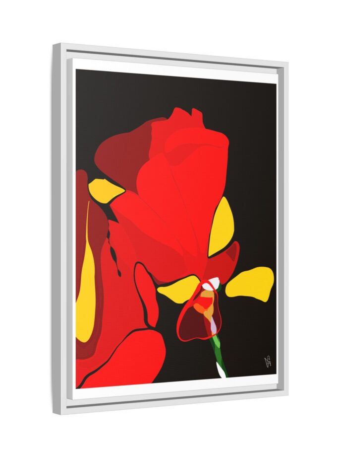 Red Soaked Canvas, Framed