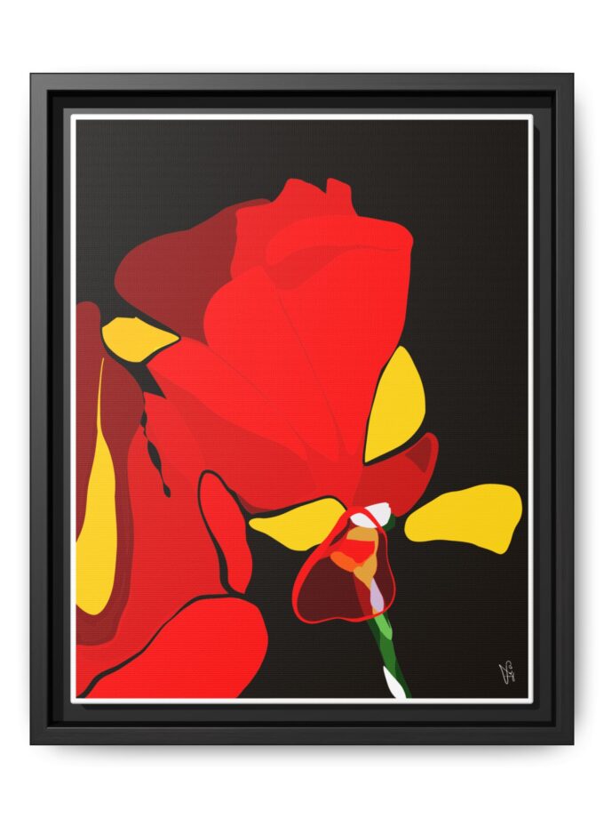 Red Soaked Canvas, Framed