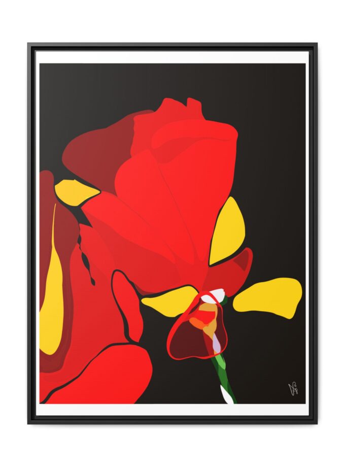 Red Soaked Canvas, Framed