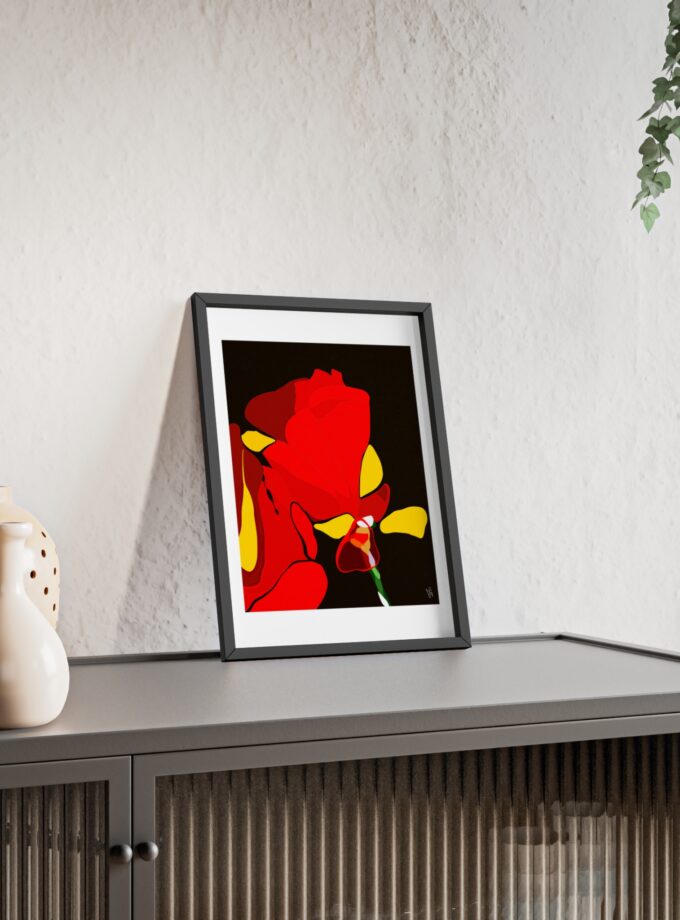 Red Soaked Poster, Framed