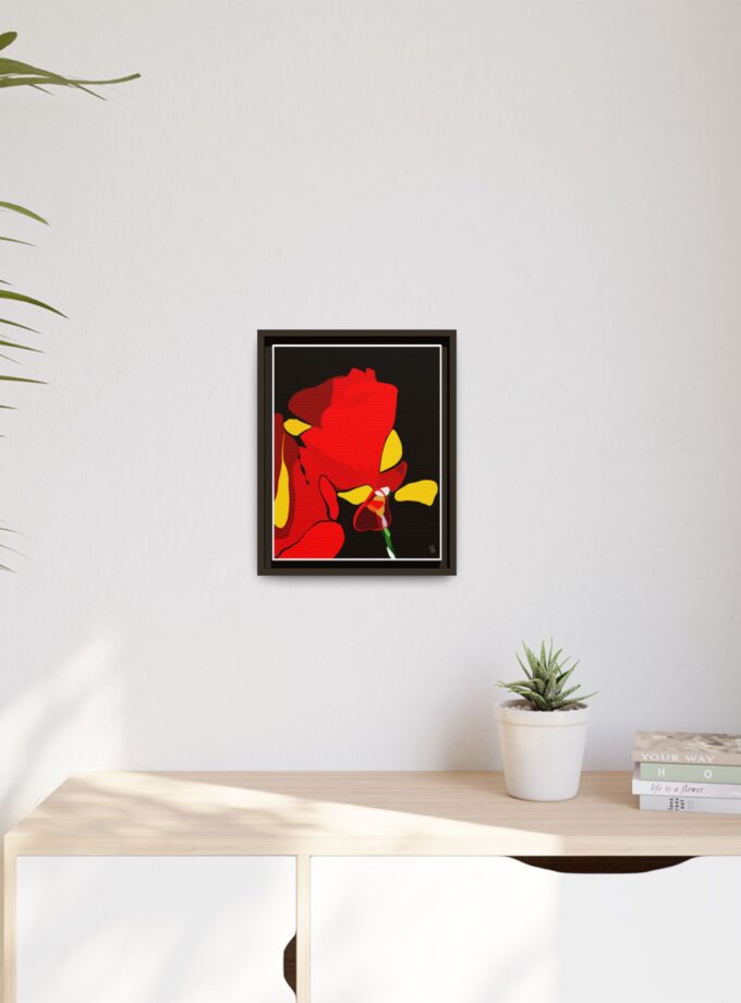 Red Soaked Canvas, Framed