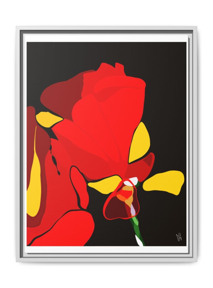 Red Soaked Canvas, Framed