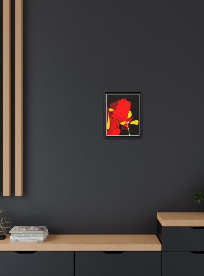 Red Soaked Canvas, Framed