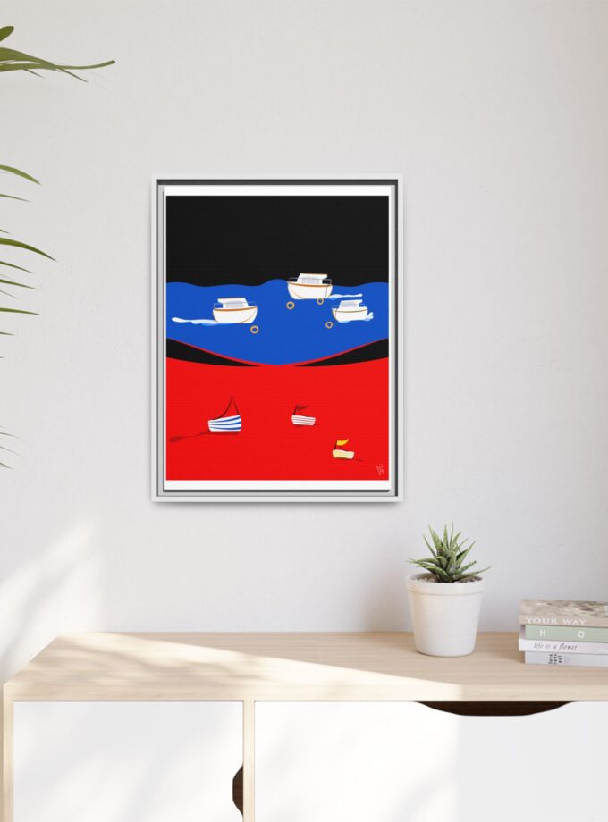 Two Worlds Canvas, Framed