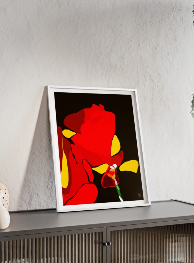 Red Soaked Poster, Framed