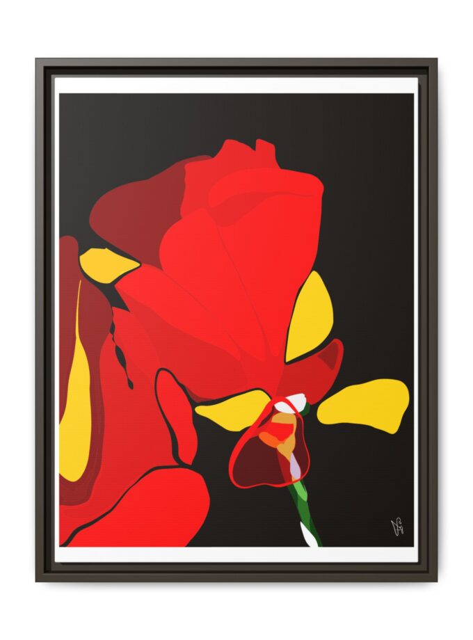 Red Soaked Canvas, Framed